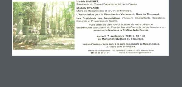 7 septembre 2019. Cérémonie de commémoration du massacre du Bois du Thouraud